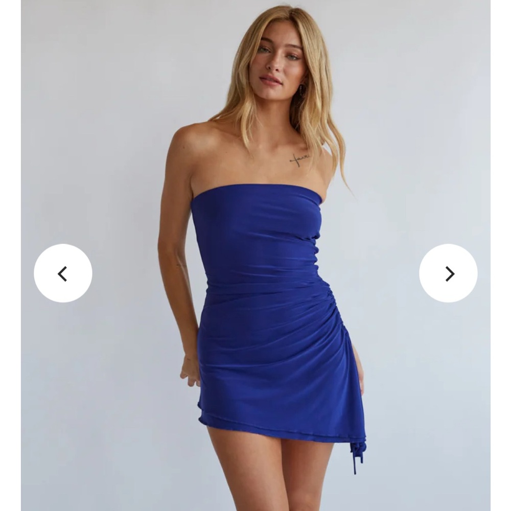 American Threads Bethany Strapless Asymmetrical Cinch Mini Dress Size Small, NWT